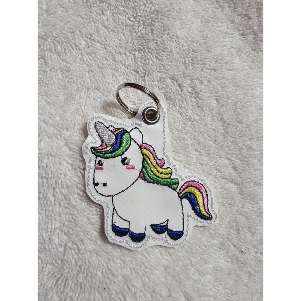 Unicorn Keychain Embroidered Charm‎ Backpack Clip Purse Accessory Cute
